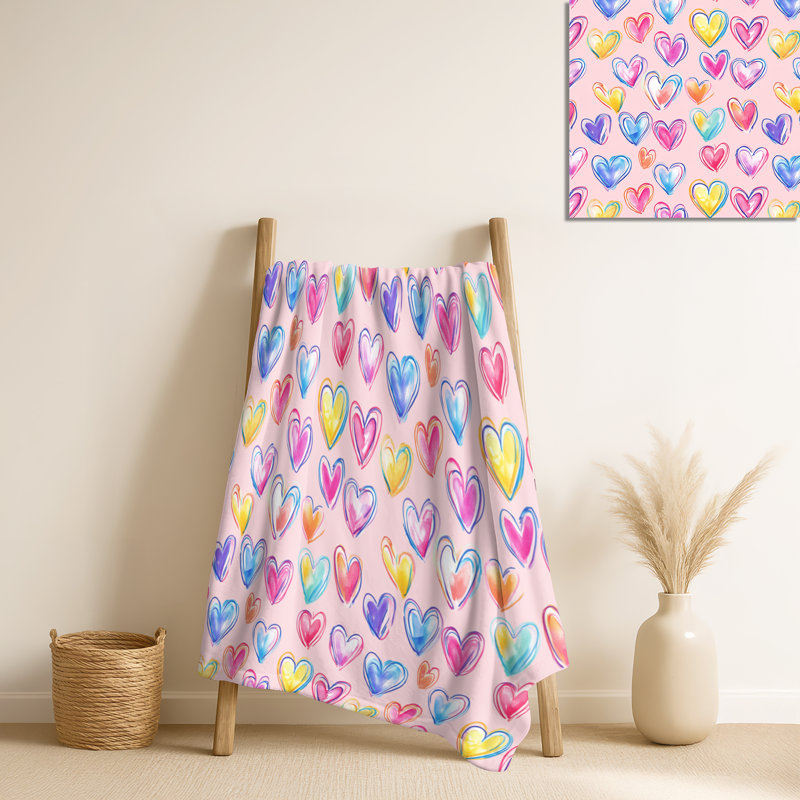 Coussin rose à motif de cœurs d'enfants - doux pour les adolescents, jeté en peluche Boho