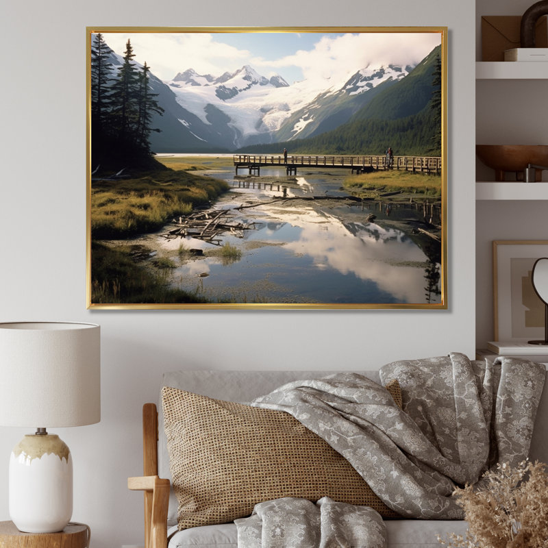 Alaska, rivière sauvage sur toile, Toile dorée, H 12 po x l 20 po x P 1 po