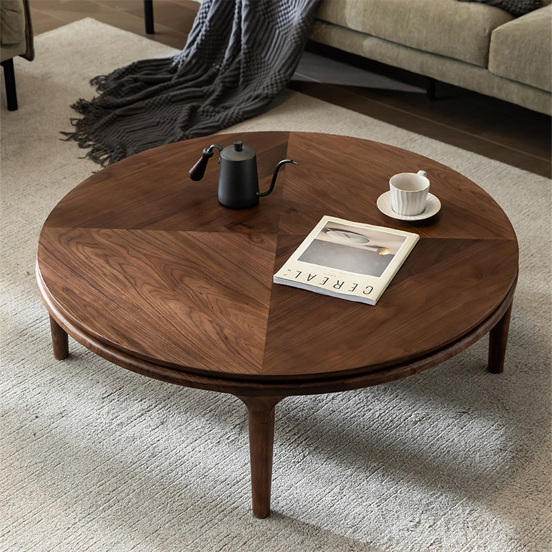 Black walnut solid wood end table, 13.8" H x 39.4" L x 39.4" W