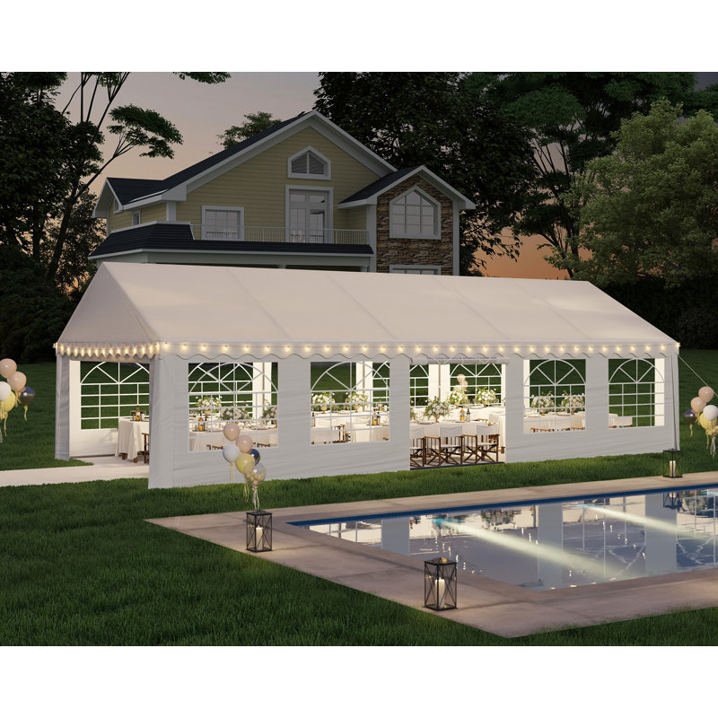 16Ft X 32Ft Canopy With Rolled Sidewalls,White, 16 (ft.) x 32 (ft.), White