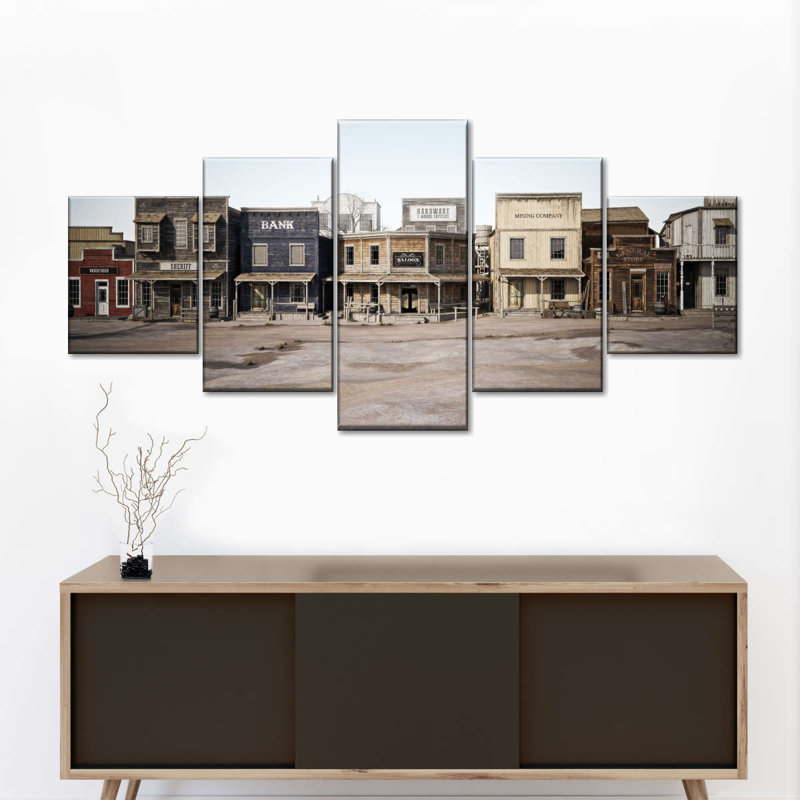 Ensemble de 5 pièces Western sur toile, H 24 po x l 55 po x P 1,25 po