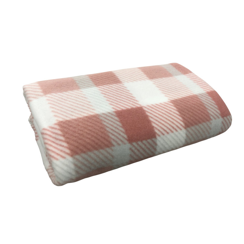 Anerinda Soft Plush Classi Check Blanket Throw, Blush Pink