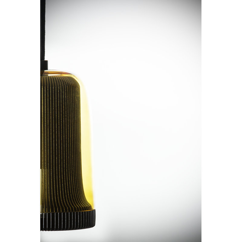 Dub 1 - Light Pendant, Amber Glass/Gray, 6" H x 10.9" W x 10.9" D