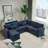 97" L-Shaped Upholstered Chenille Put-Out Sofa Bed Sectional with Storage Ottoman and 2 Pillows-114907100