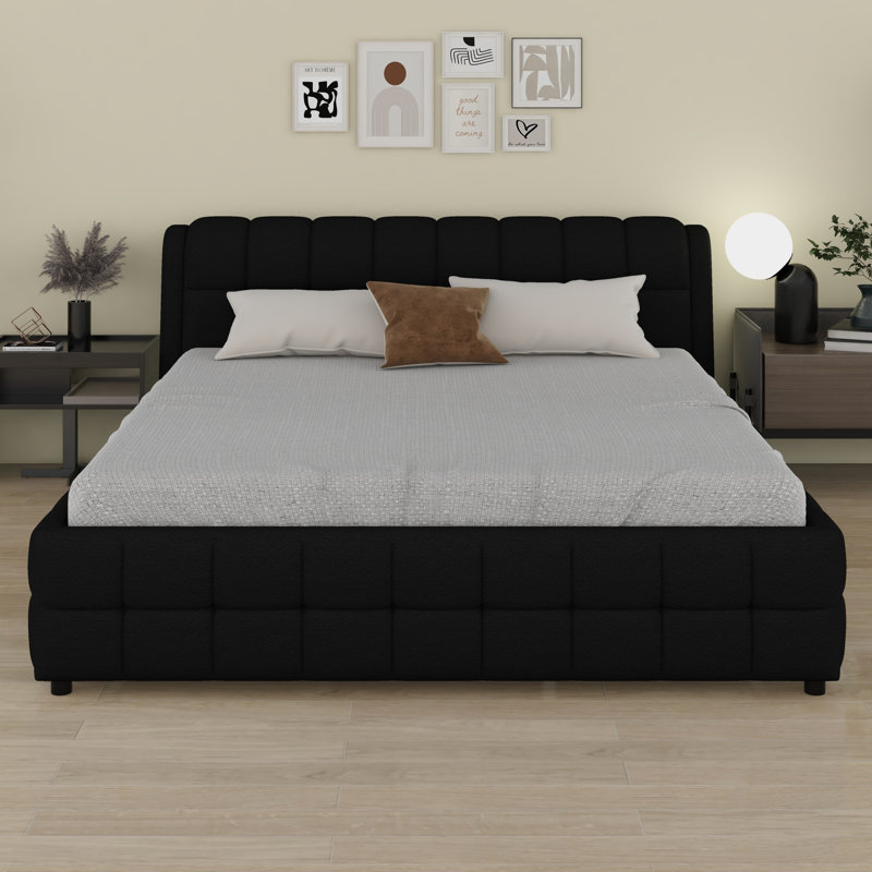 Lit plateforme tapissier Contemporary, Noir