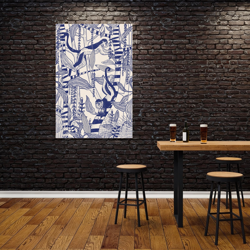 «Lived Jungle Monkeys», impression d'art mural de paysage de singe abstrait, 60" H x 40" W