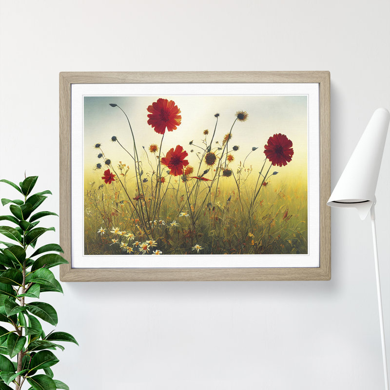 Great Wildflowers Floral 1 Piece Single Picture Frame Painting, 34cm H x 46cm W x 2cm D, Oak