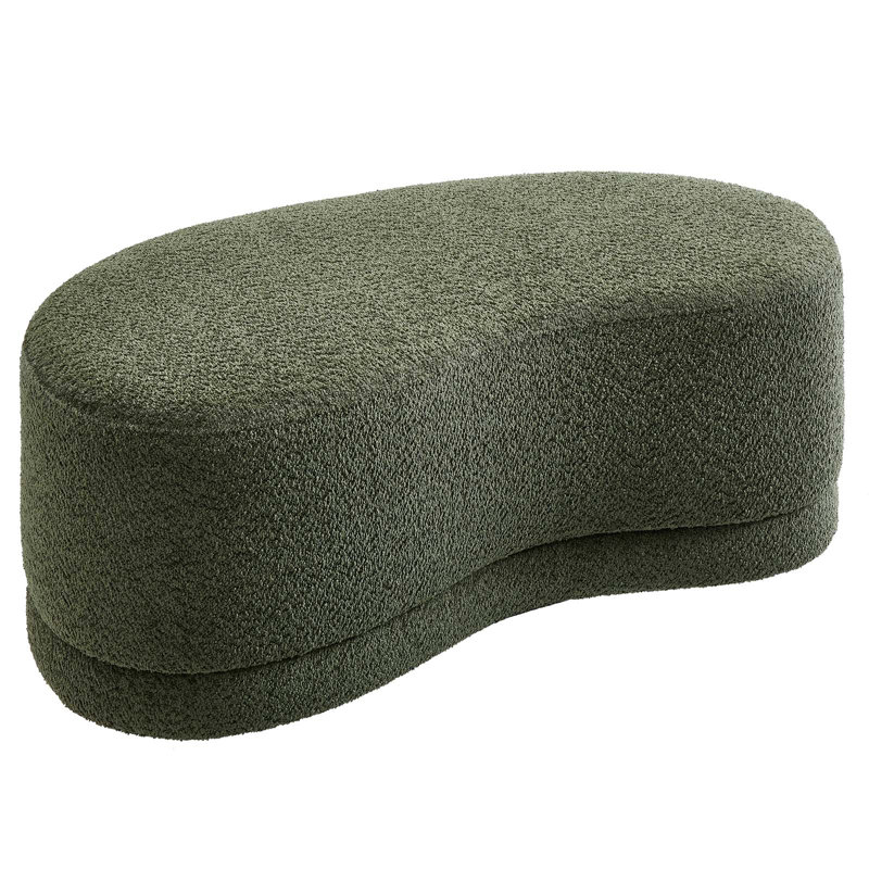 Nimbus Sage Green Chenille Curved Cocktail Ottoman Bench