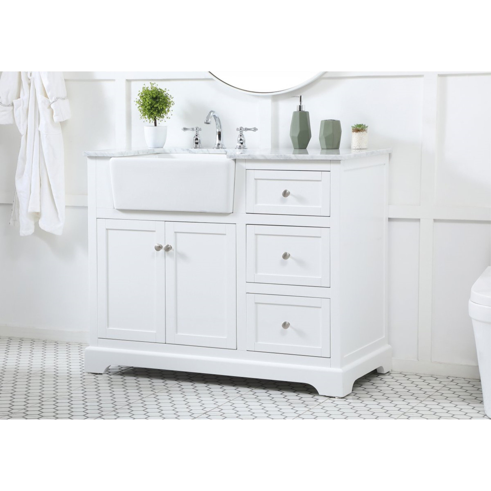Klarissa 42'' Single Bathroom Vanity with Marble Top