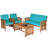 Jonanthan 4pcs Patio Solid Wood Furniture Set Conversation With Coffee Table And Cushion-197350764