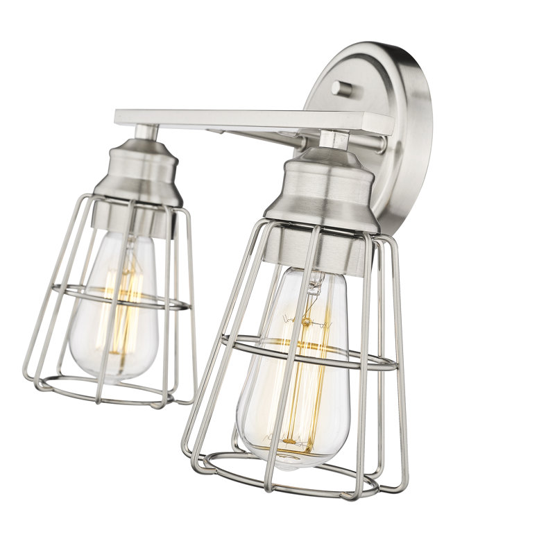 Éclairage pour meuble-lavabo à 2 lumières à intensité variable Edoardo, Nickel brossé, 2