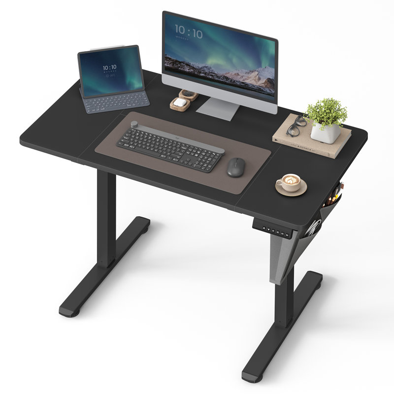 Height Adjustable Rectangle Standing Desk, Black/Black, 120 H x 110 W x 60 D cm