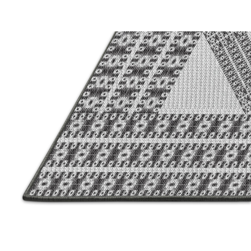 Tapis noir/blanc cassé tissé à la machine, Tapis de couloir 2 pi x 5 pi