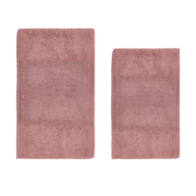 Makaylynn Premium 100% Cotton 2 Piece Bath Rug Sets with Non-Slip Backing, Machine Washable, Luxurious Solid Pattern Super Absorbent & Tufted Weave Bath Mat for Bathroom, Shower, and Tub