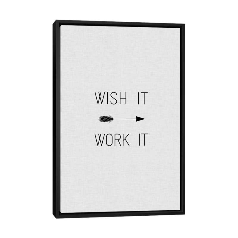 « désir it work it arrow », art textuel sur toile, H 26 po x l 18 po x P 1,5 po, Toile avec cadre noir, Pas de tapis