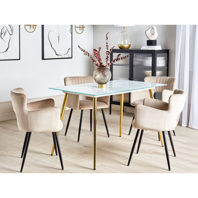 Chatmoss Glass Top Metal Base Dining Table