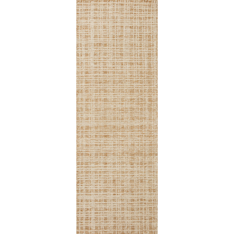 Tapis paille / ivoire à carreaux Chris Loves Julia x Loloi Polly, Carré 1 pi 6 po