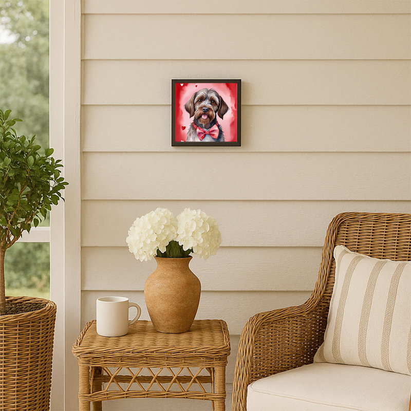«Wirehaired Pointing Griffon My Valentine», reproduction d'art encadrée