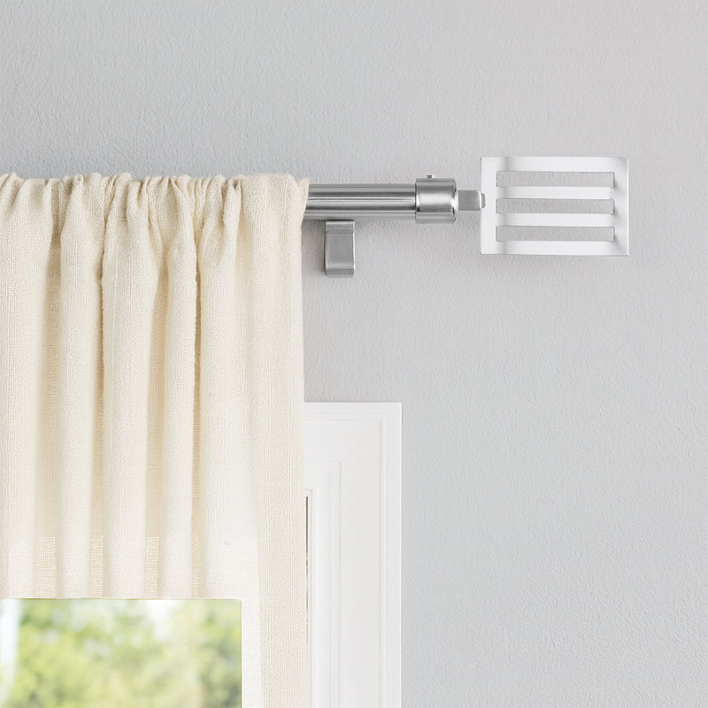 Wave Steel Adjustable Single Curtain Rod, Silver
