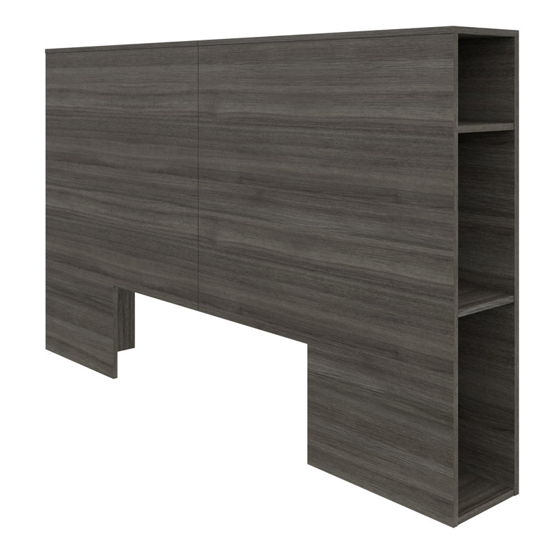Bernhardina Bookcase Headboard, Gray Oak