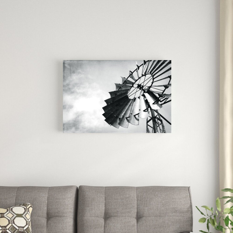 " Black And White Windmill ", 20" H x 30" W