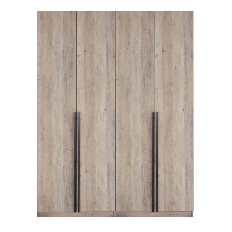 Armoire-penderie autoportante avec tiroirs et tablettes réglables Lee, Gris rustique