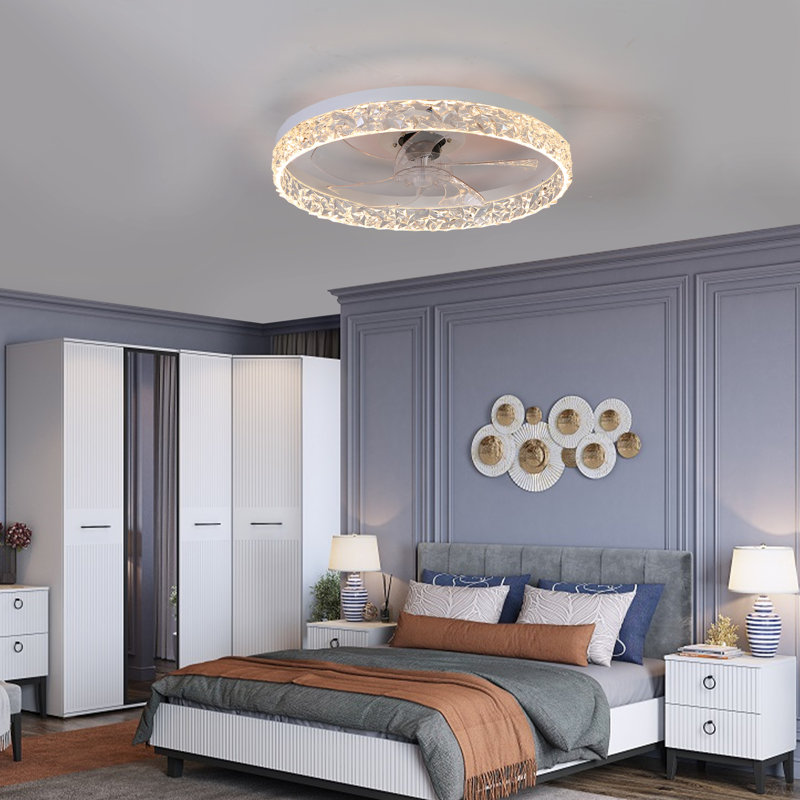 Modern Acrylic Ceiling Fan Light With Remote Control, Dimmable LED Chandelier, 6-Speed Adjustable, Quiet Motor, Flush Mount Design For Living Room, Bedroom, Dining Room