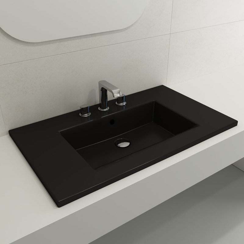 Ravenna 19.7 in. L Bathroom Sink, Matte Black, Single-Hole