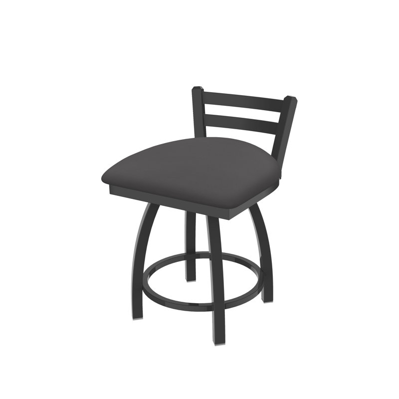 Jackie 18" Tall Metal Vanity Stool, Vinyl-Canter Storm, Pewter