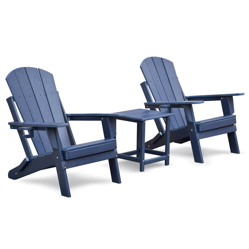 All - Weather Folding Chair And Table , Patio Lawn For Outdoor Recreation, Navy Blue, Heat , Stackable Small Gardens Of 2, Garden, Backyard, Balcony, Ergonomic Design, Water Resistance