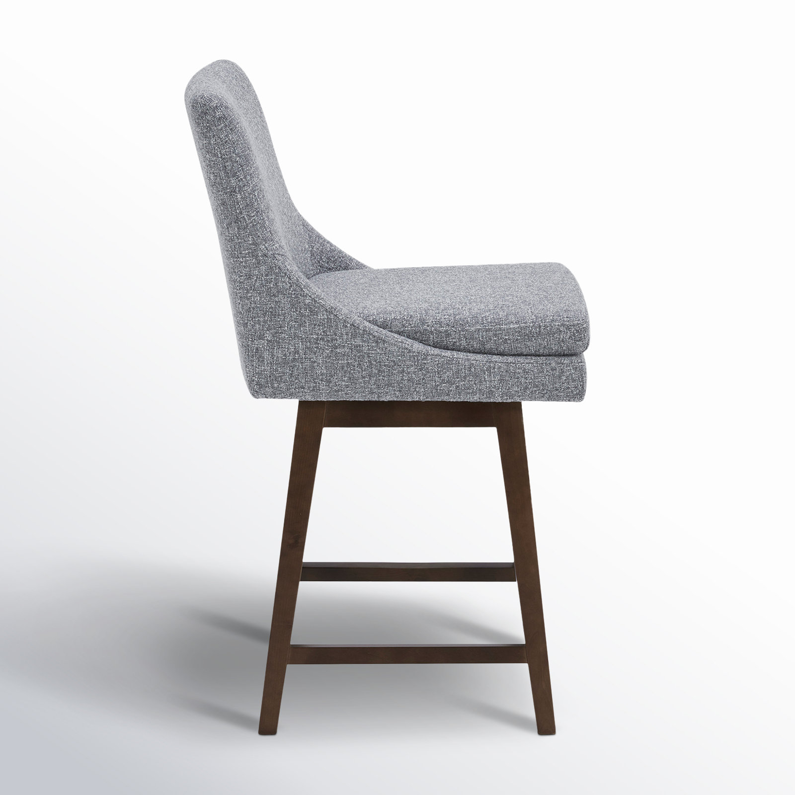 Zahara 26" Upholstered Swivel Counter Stool, Nathan Gray Tweed/Walnut, Counter Stool (26” Seat Height)
