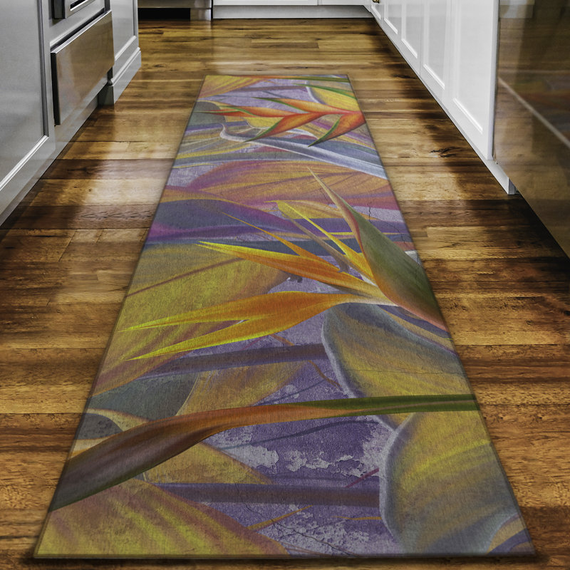 Tapis floral lavable en machine Braggs, Tapis de couloir 2 pi 3 po x 7 pi 6 po