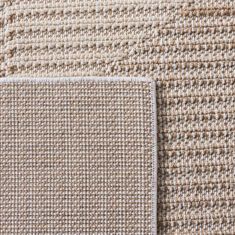 Feffrey Geometric Machine Woven Polypropylene Indoor / Outdoor Area Rug in Beige/Ivory, Runner 2'2" x 8'