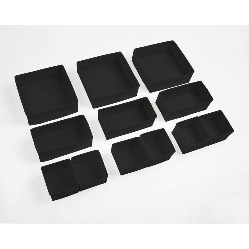 12Pcs Large Drawer Organizers Bedroom Wardrobe Organizer, Black