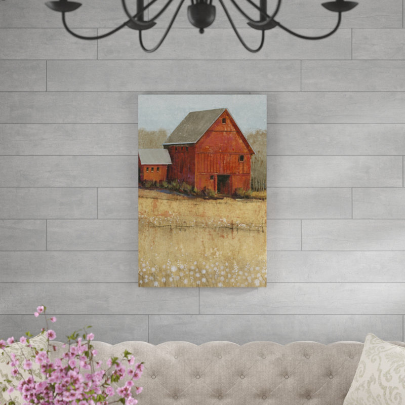 Red Barn View II by Timothy O' Toole - Painting Print, 91cm H x 61cm W, Wrapped Canvas
