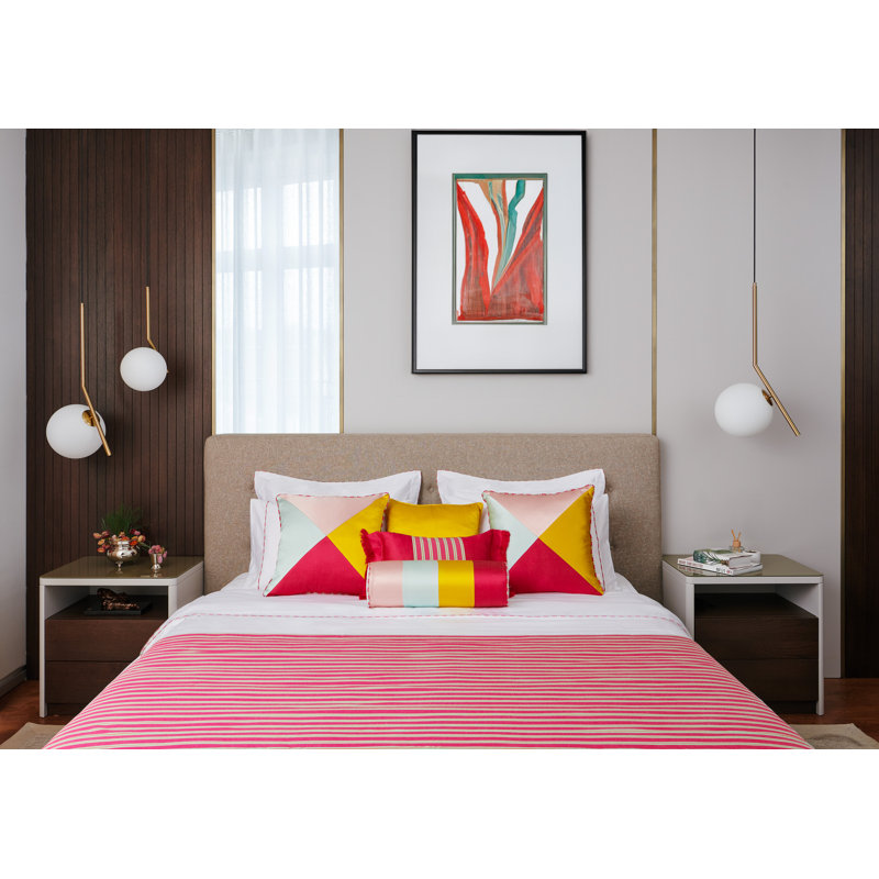 Triangle Pink Patchwork Pillow