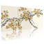 Ensemble de 3 tableaux muraux sur toile de style oriental représentant des branches de cerisier en fleurs dorées.-121570391