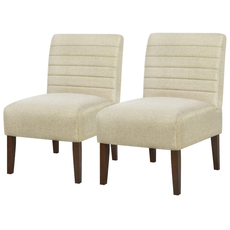 Floraine Upholstered Slipper Chair, Beige Polyester