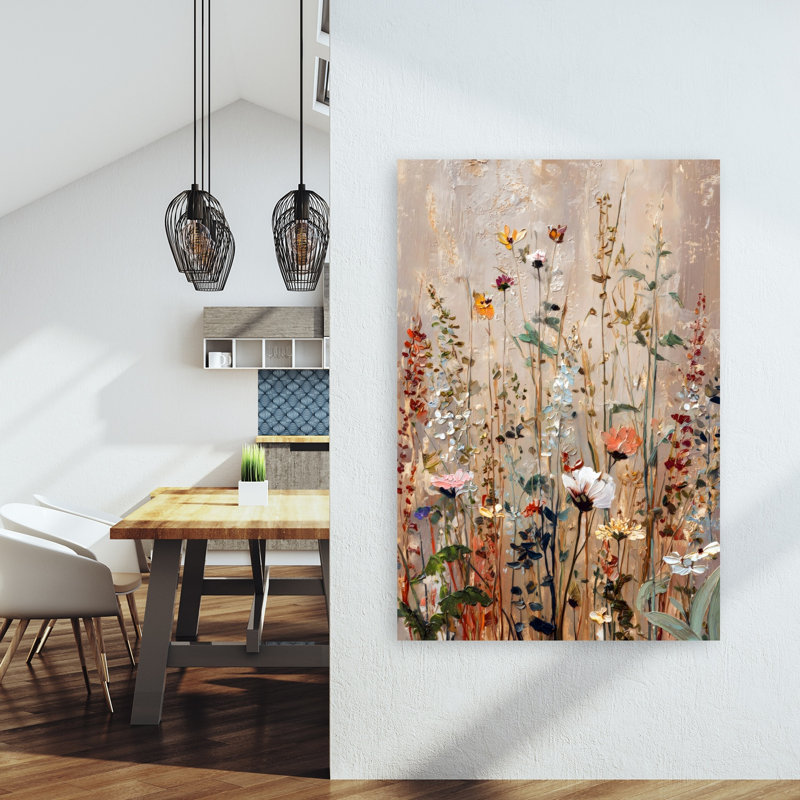 «Vibrant Wildflower Textures», reproduction d'art murale contemporaine abstraite, 60" H x 40" W