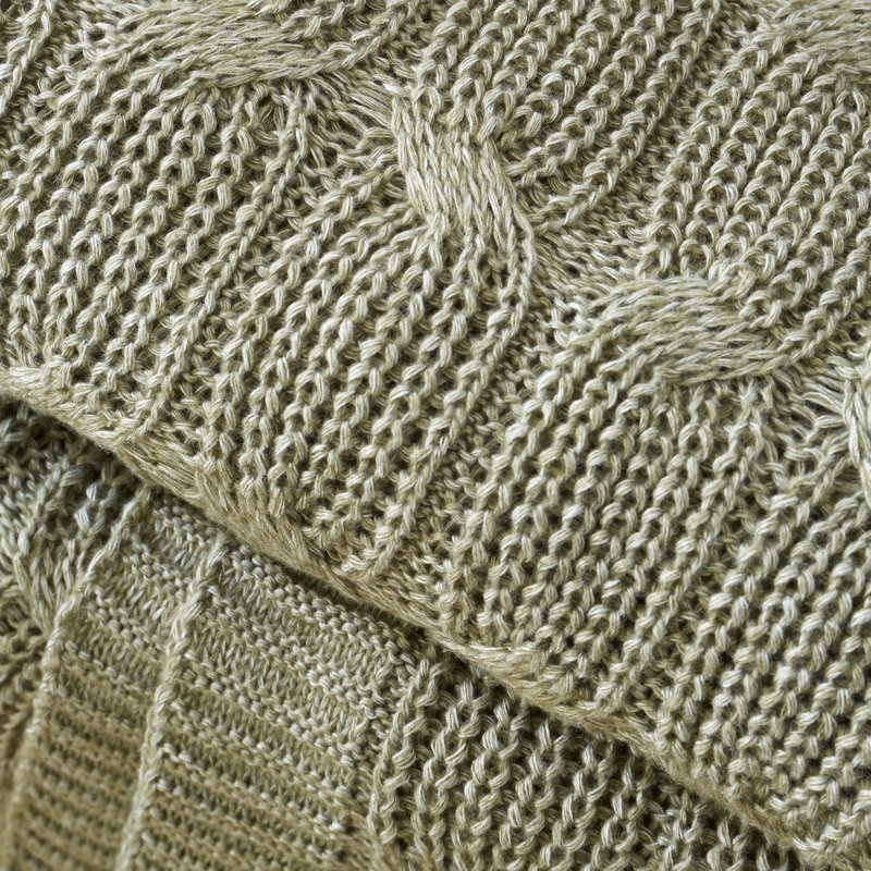 Chunky Marl Knit Cosy Blanket Throw, Olive