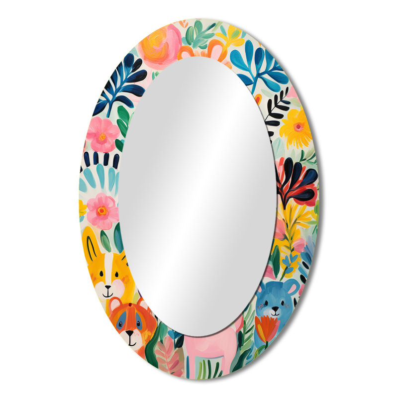 Miroir mural ovale sur métal, H 36 po x l 24 po