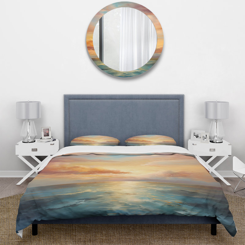 Ocean Sunset Celestial Symphony - Ensemble de housse de couette paysages - Microfibre de polyester