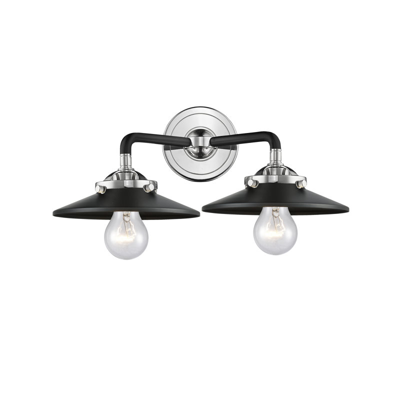 Éclairage pour salle de bain 2 lumières Gault, Incandescent, Noir mat, Nickel poli noir