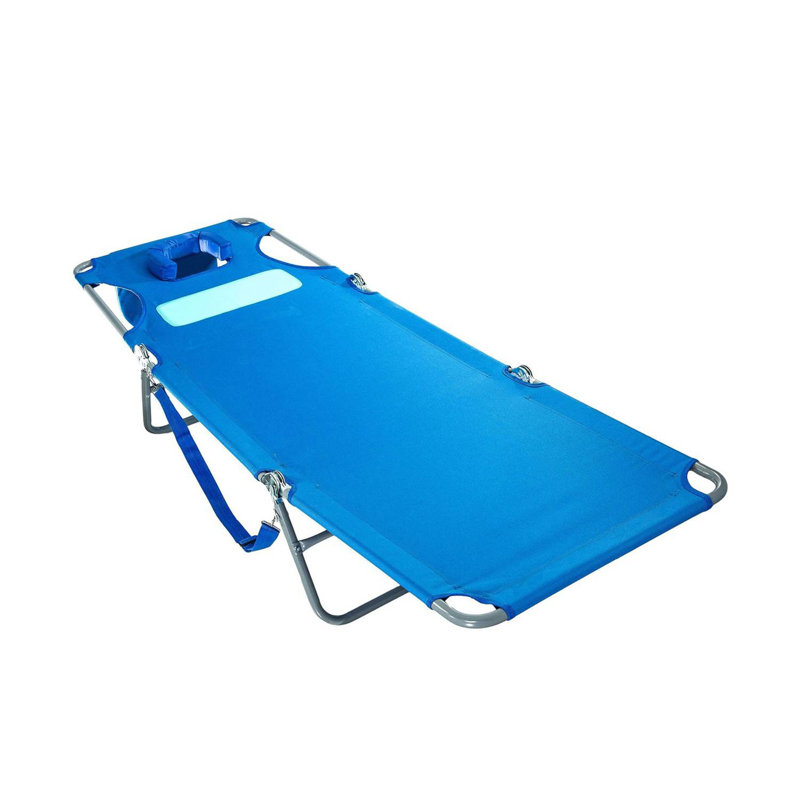 Ostrich The Ladies Comfort Lounger Foldable Beach Pool Tanning Chair, Ocean Blue, Blue