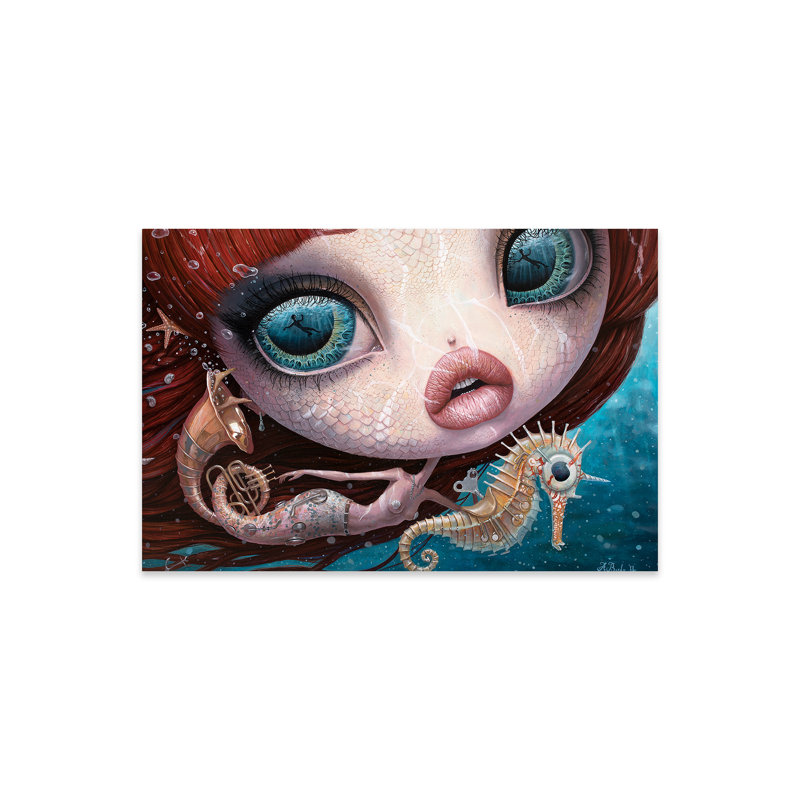 Le morceau de mer, Pas de tapis, Toile tendue, H 24 po x l 16 po x P 0,25 po