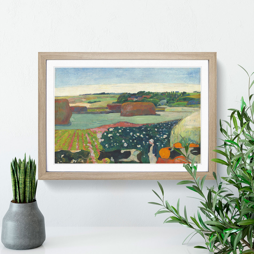 Haystacks in Brittany by Paul Gauguin - Framed Print