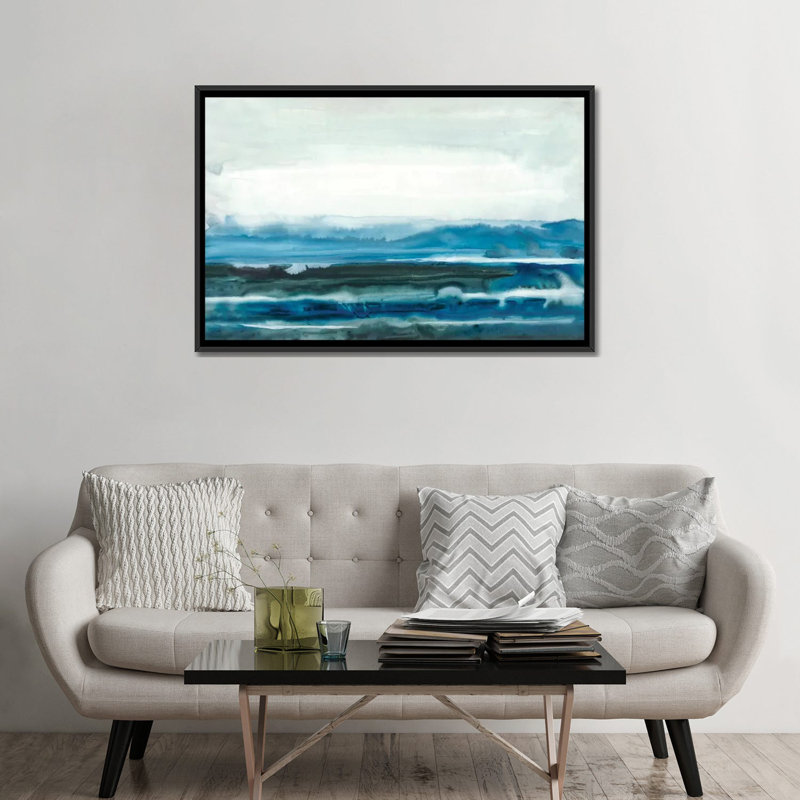 «Lake Country I», reproduction sur toile, Toile encadrée noire, Pas de tapis, H 32 po x l 48 po x P 1,5 po