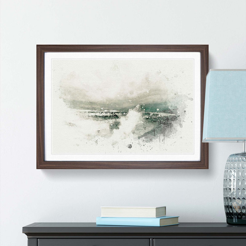 Crashing Waves in Abstract - Picture Frame Graphic Art Print, Walnut Framed, 27cm H x 36cm W x 2cm D