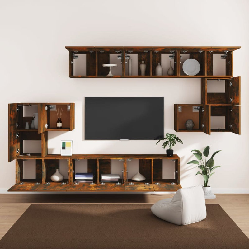 Ravenscroft TV Cabinet Set Engineered Wood, Smoked Oak