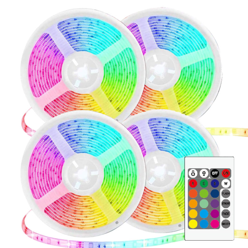 WBM Smart LED Strip Light, 5050 RGB Color Changing, RF Control for Home, Kitchen (Set of 4)